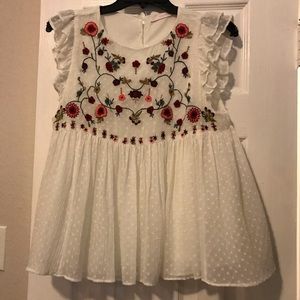 Zara Embroidered Blouse (XS)